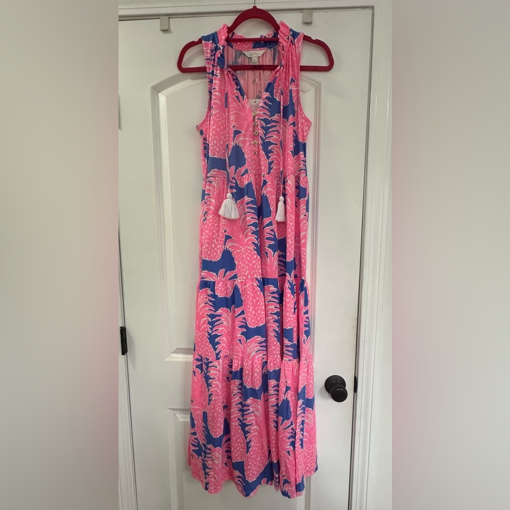 NWT Lilly Pulitzer Blue Haven Little Flamenco Malone maxi dress